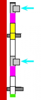 2x Einwurf OG-KG. D=250mm.  2 x Türe seitlich 90°